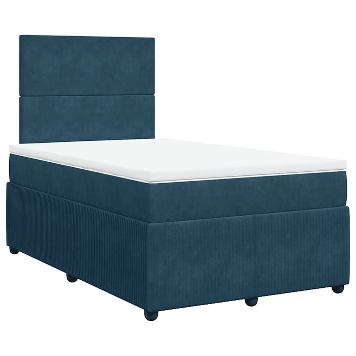 Pat box spring cu saltea, albastru închis, 120x190 cm, catifea WALTI