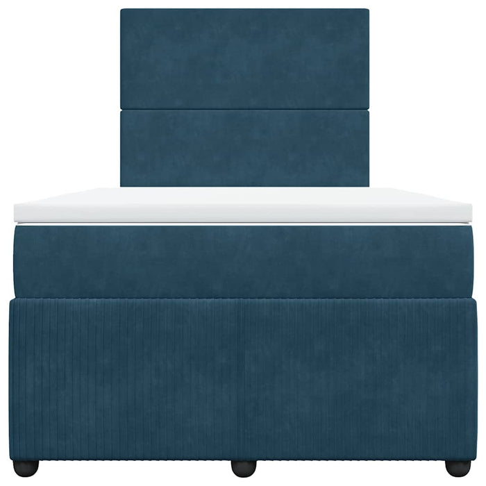 Pat box spring cu saltea, albastru închis, 120x190 cm, catifea WALTI