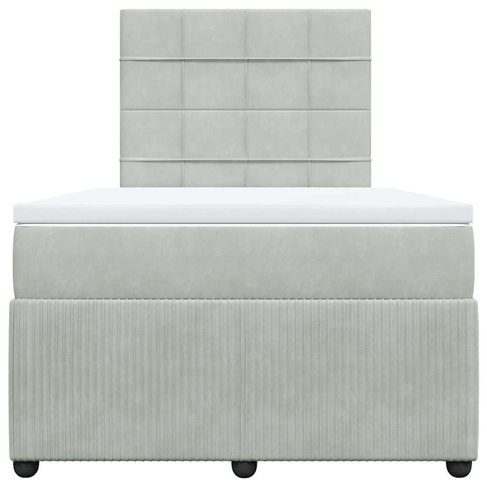 Pat box spring cu saltea, gri deschis, 120x190 cm, catifea - WALTI WALTI