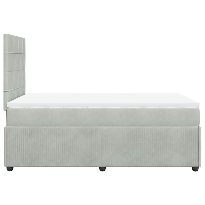 Pat box spring cu saltea, gri deschis, 120x190 cm, catifea - WALTI WALTI