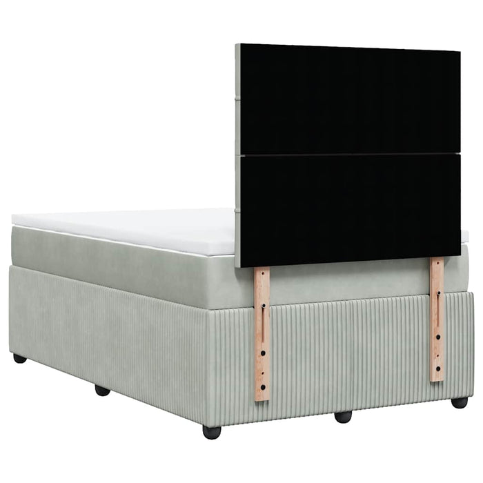 Pat box spring cu saltea, gri deschis, 120x190 cm, catifea - WALTI WALTI