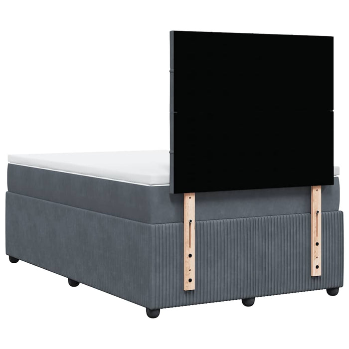Pat box spring cu saltea, gri închis, 120x190 cm, catifea - WALTI WALTI
