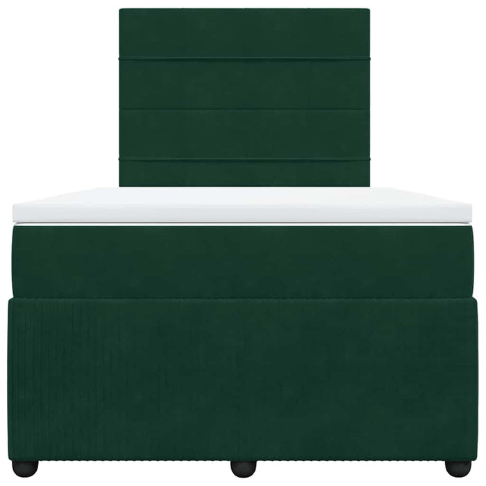 Pat box spring cu saltea, verde închis, 120x190 cm, catifea WALTI