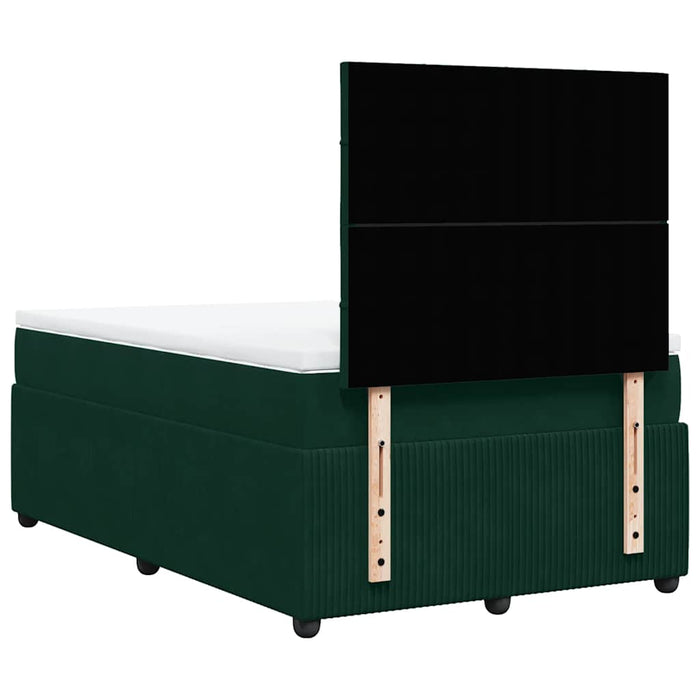 Pat box spring cu saltea, verde închis, 120x190 cm, catifea WALTI