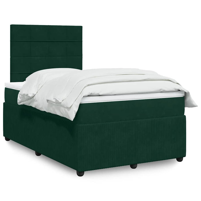 Pat box spring cu saltea, verde închis, 120x190 cm, catifea WALTI