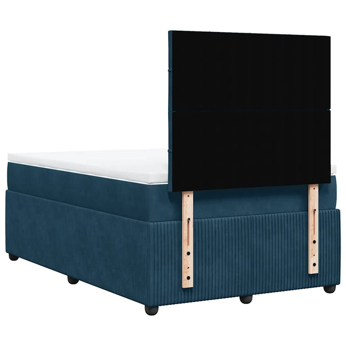Pat box spring cu saltea, albastru închis, 120x190 cm, catifea - WALTI WALTI