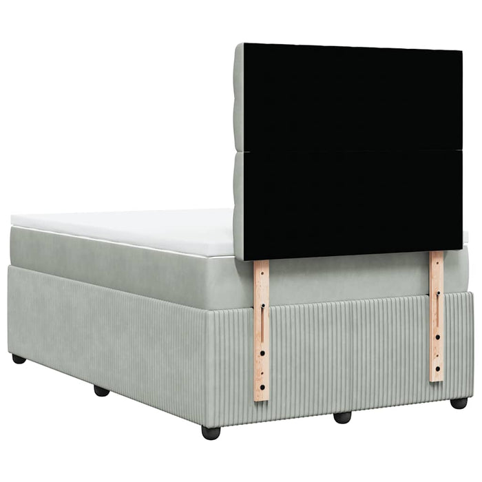 Pat box spring cu saltea, gri deschis, 120x190 cm, catifea - WALTI WALTI