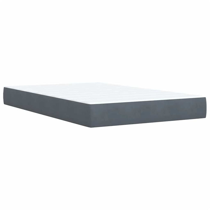 Pat box spring cu saltea, gri închis, 120x190 cm, catifea WALTI