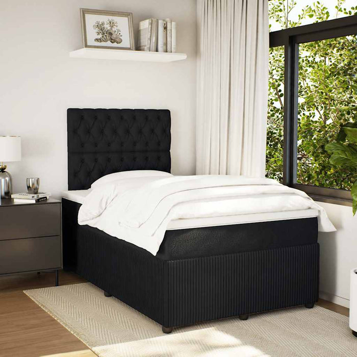 Pat box spring cu saltea, negru, 120x190 cm, catifea - WALTI WALTI