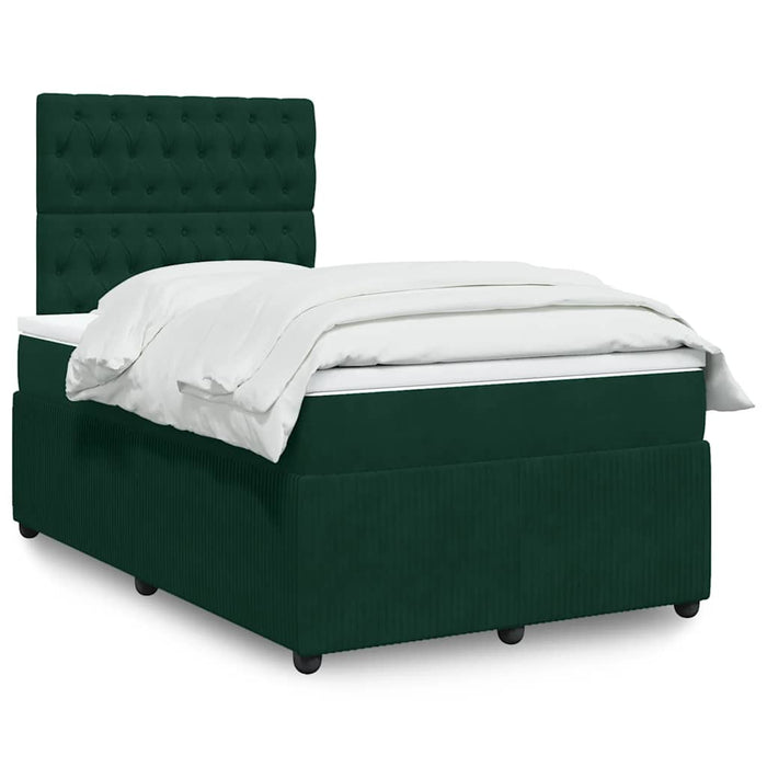 Pat box spring cu saltea, verde închis, 120x190 cm, catifea - WALTI WALTI