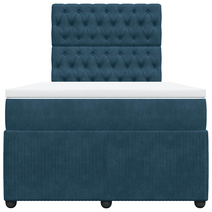 Pat box spring cu saltea, albastru închis, 120x190 cm, catifea - WALTI WALTI