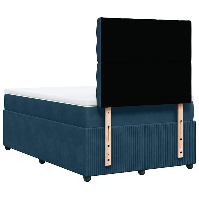 Pat box spring cu saltea, albastru închis, 120x190 cm, catifea - WALTI WALTI