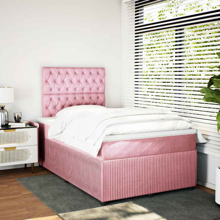 Pat box spring cu saltea, negru, 120x190 cm, catifea - WALTI WALTI