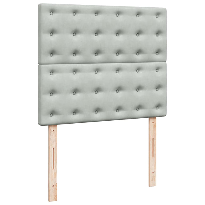 Pat box spring cu saltea, gri deschis, 120x190 cm, catifea WALTI
