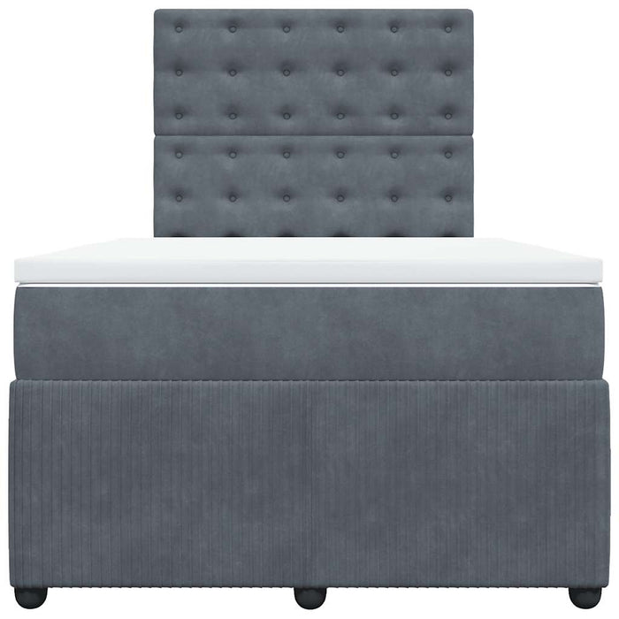 Pat box spring cu saltea, gri închis, 120x190 cm, catifea - WALTI WALTI