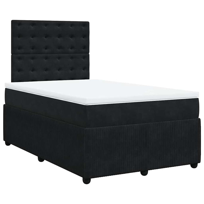 Pat box spring cu saltea, negru, 120x190 cm, catifea WALTI
