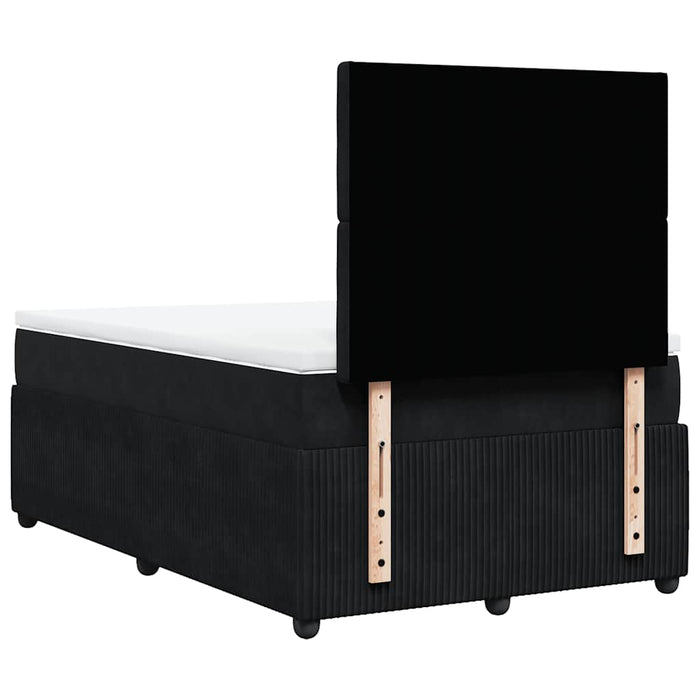 Pat box spring cu saltea, negru, 120x190 cm, catifea WALTI