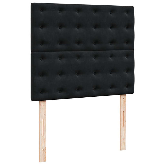 Pat box spring cu saltea, negru, 120x190 cm, catifea WALTI