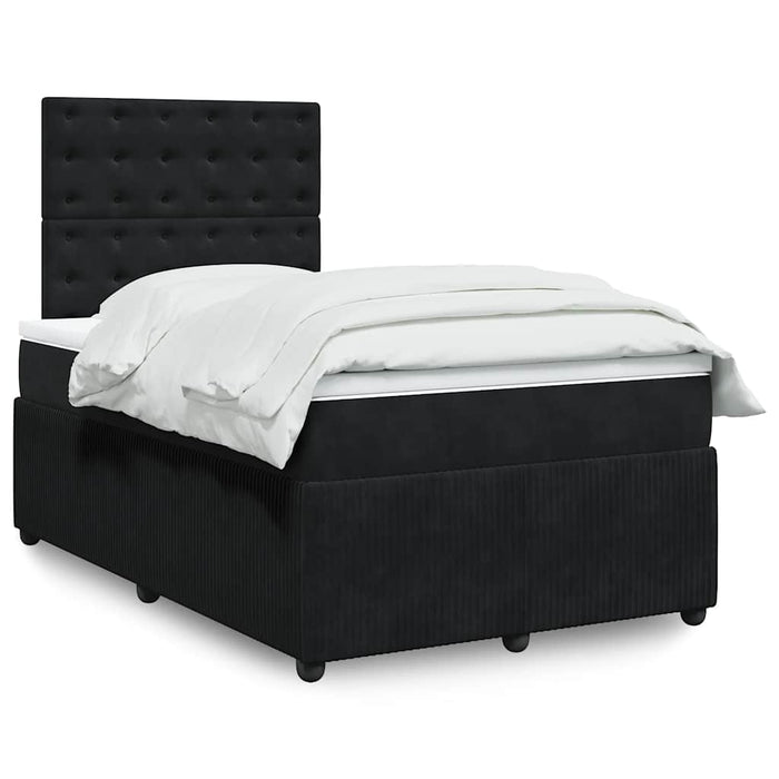 Pat box spring cu saltea, negru, 120x190 cm, catifea WALTI