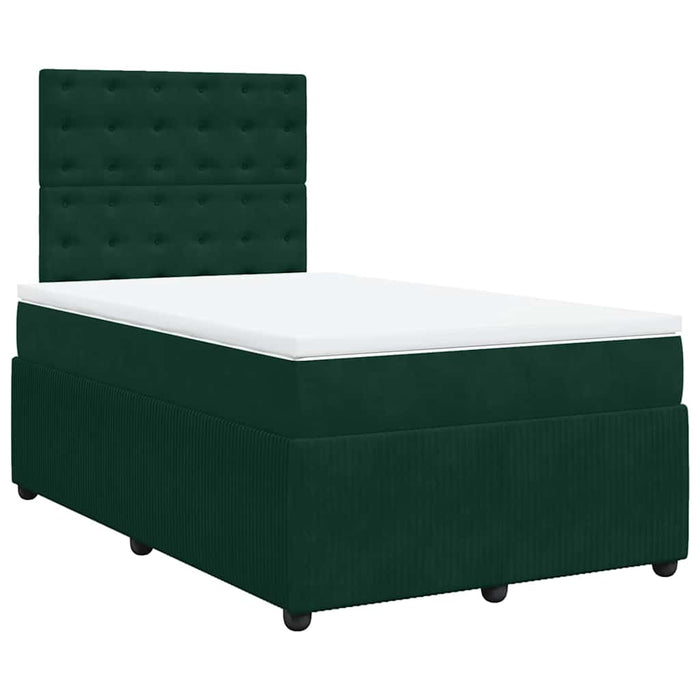 Pat box spring cu saltea, verde închis, 120x190 cm, catifea - WALTI WALTI