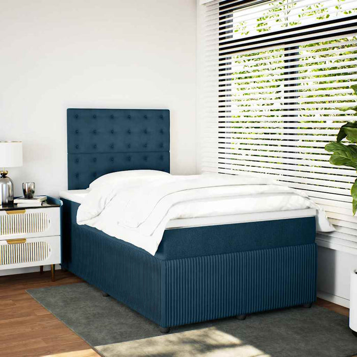 Pat box spring cu saltea, albastru închis, 120x190 cm, catifea - WALTI WALTI