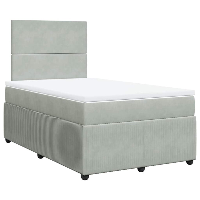 Pat continental cu saltea, gri deschis, 120x200 cm, catifea - WALTI WALTI