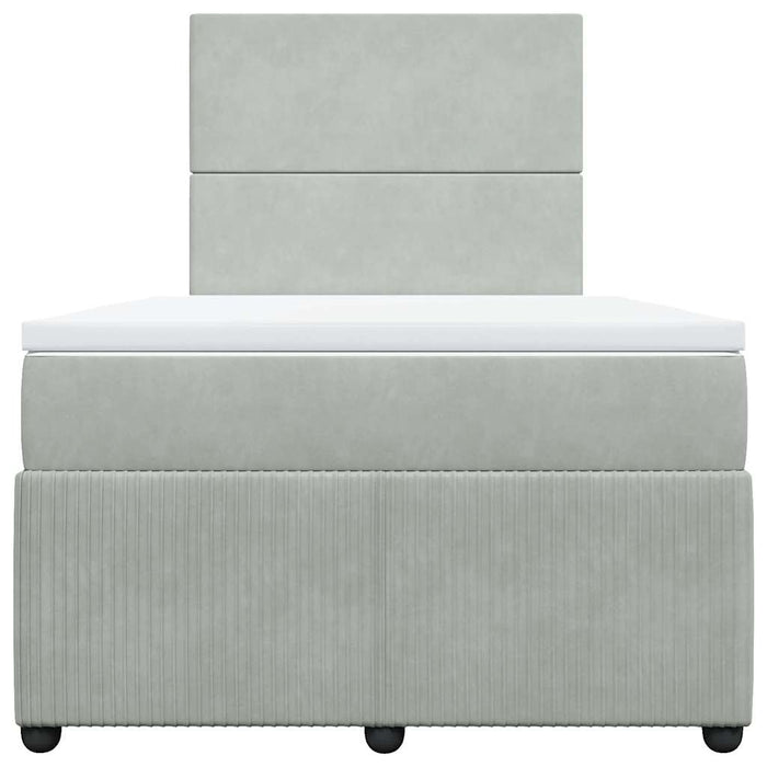 Pat continental cu saltea, gri deschis, 120x200 cm, catifea - WALTI WALTI
