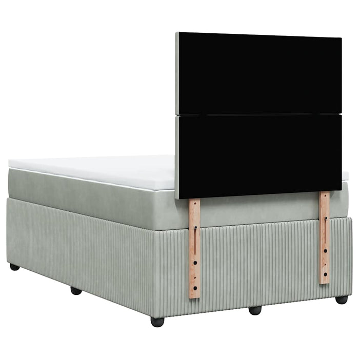 Pat continental cu saltea, gri deschis, 120x200 cm, catifea - WALTI WALTI