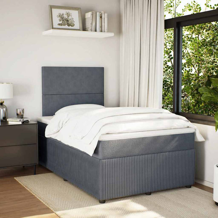 Pat box spring cu saltea, gri închis, 120x200 cm, catifea WALTI