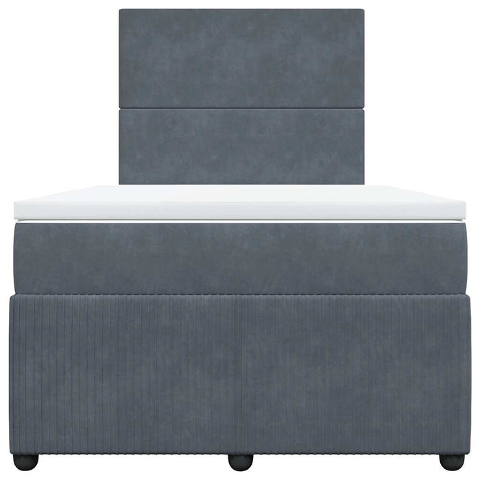 Pat box spring cu saltea, gri închis, 120x200 cm, catifea WALTI