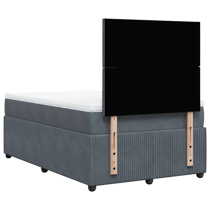Pat box spring cu saltea, gri închis, 120x200 cm, catifea WALTI
