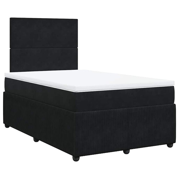 Pat box spring cu saltea, negru, 120x200 cm, catifea WALTI