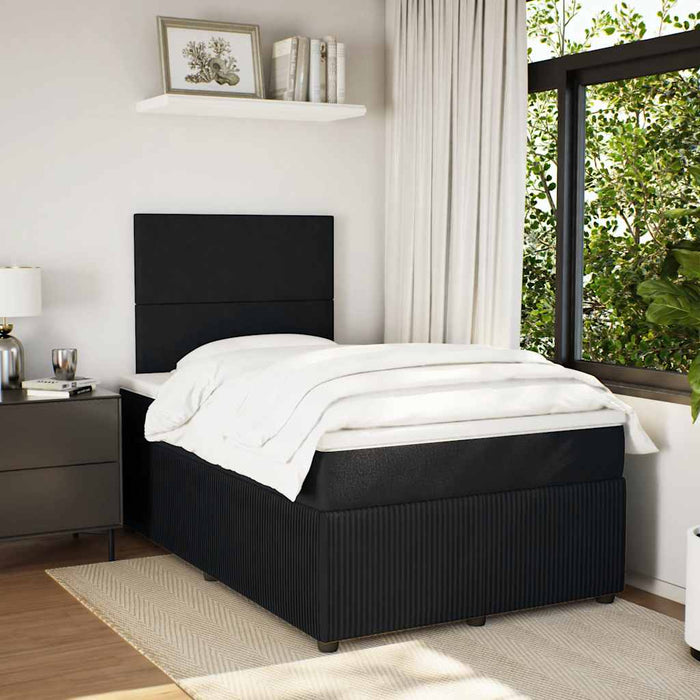 Pat box spring cu saltea, negru, 120x200 cm, catifea WALTI
