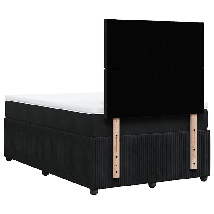Pat box spring cu saltea, negru, 120x200 cm, catifea WALTI