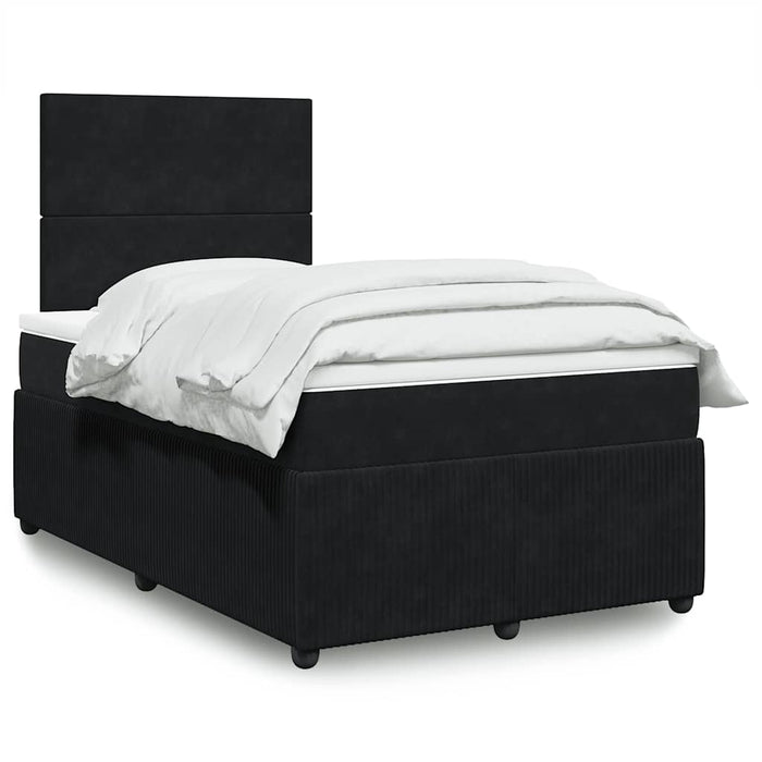Pat box spring cu saltea, negru, 120x200 cm, catifea WALTI