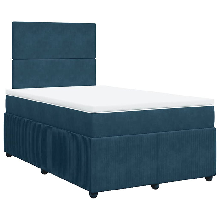 Pat box spring cu saltea, albastru închis, 120x200 cm, catifea WALTI