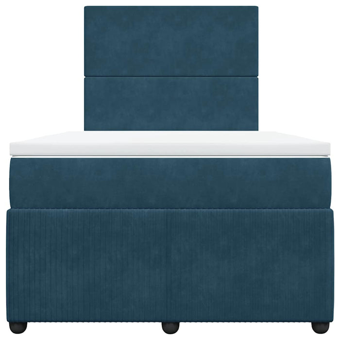 Pat box spring cu saltea, albastru închis, 120x200 cm, catifea WALTI