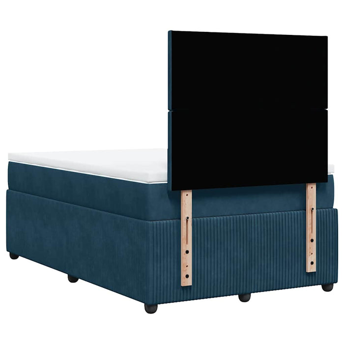 Pat box spring cu saltea, albastru închis, 120x200 cm, catifea WALTI