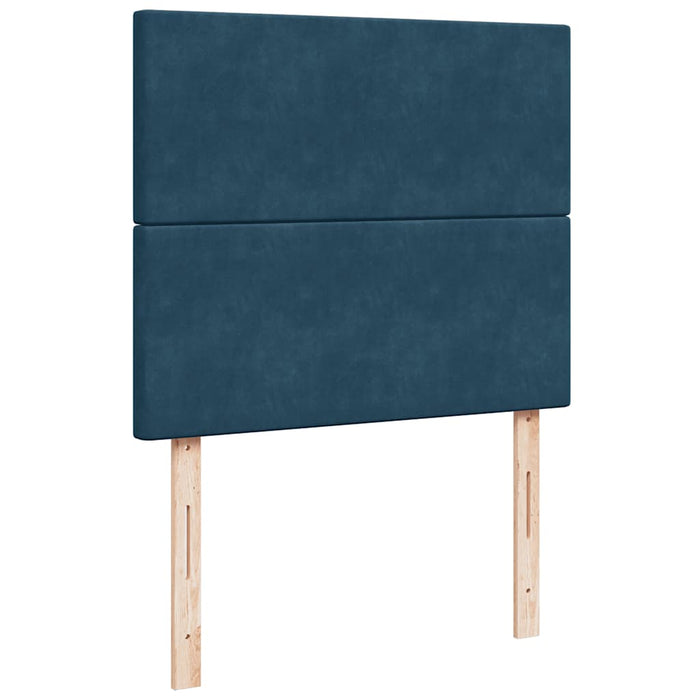 Pat box spring cu saltea, albastru închis, 120x200 cm, catifea WALTI