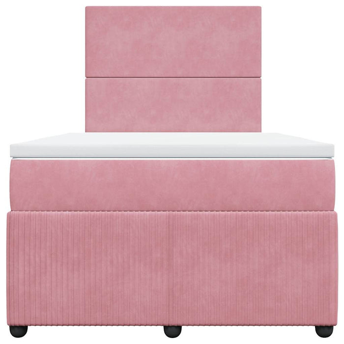 Pat box spring cu saltea, roz, 120x200 cm, catifea - WALTI WALTI