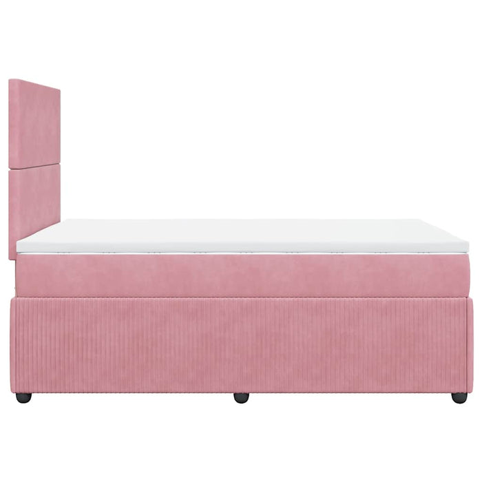 Pat box spring cu saltea, roz, 120x200 cm, catifea - WALTI WALTI