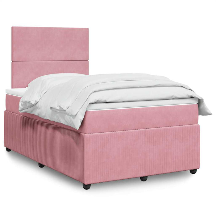 Pat box spring cu saltea, roz, 120x200 cm, catifea - WALTI WALTI
