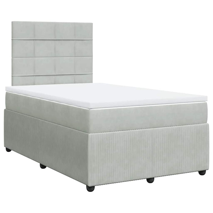Pat continental cu saltea, gri deschis, 120x200 cm, catifea WALTI