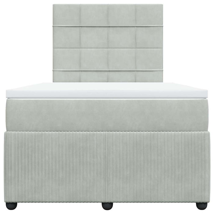Pat continental cu saltea, gri deschis, 120x200 cm, catifea WALTI