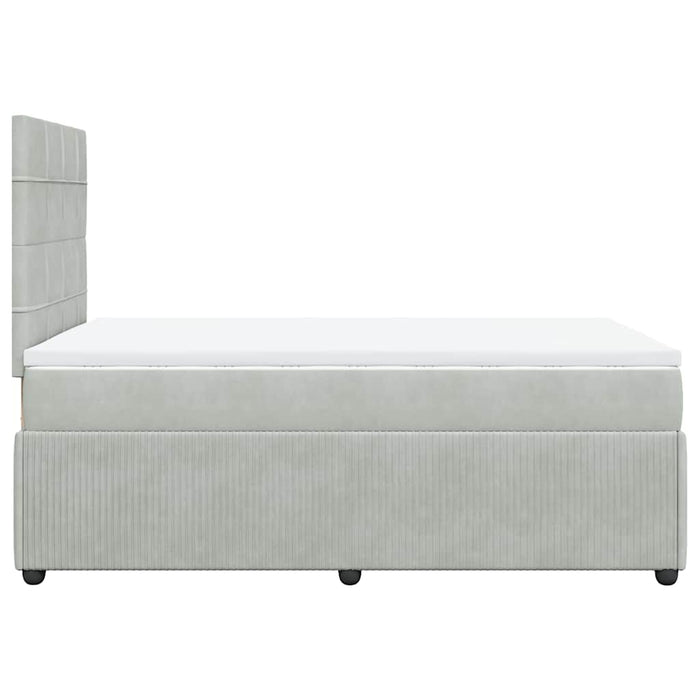 Pat continental cu saltea, gri deschis, 120x200 cm, catifea WALTI
