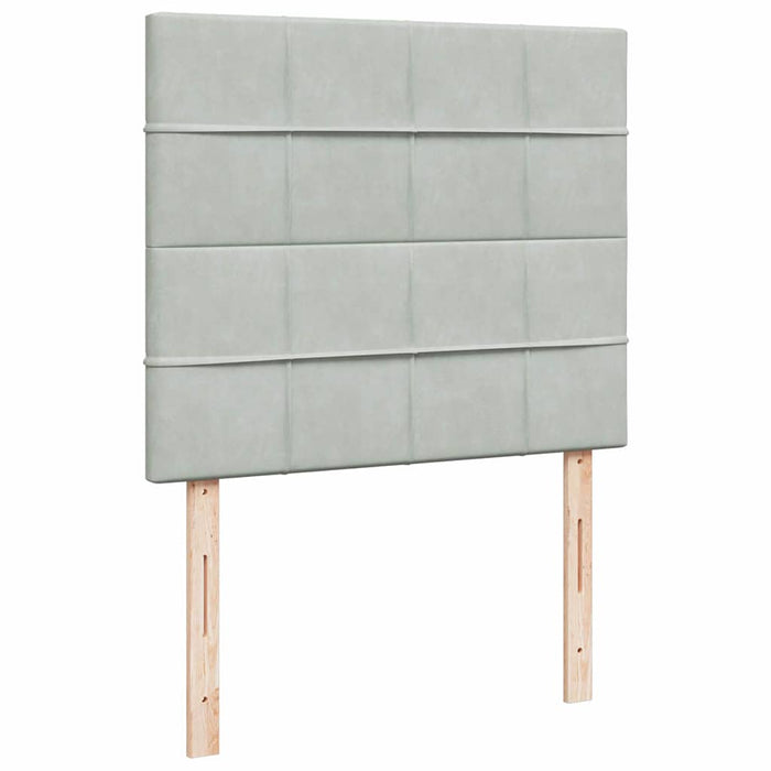Pat continental cu saltea, gri deschis, 120x200 cm, catifea WALTI