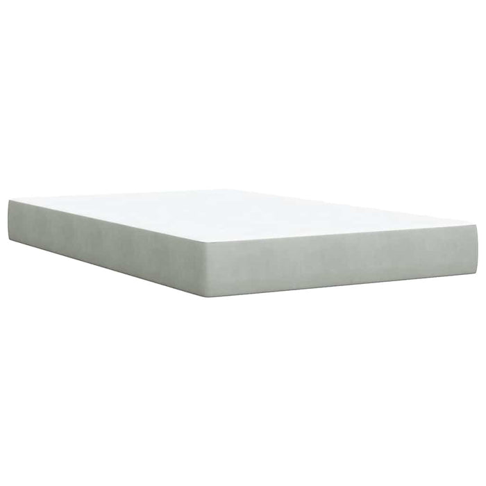 Pat continental cu saltea, gri deschis, 120x200 cm, catifea WALTI