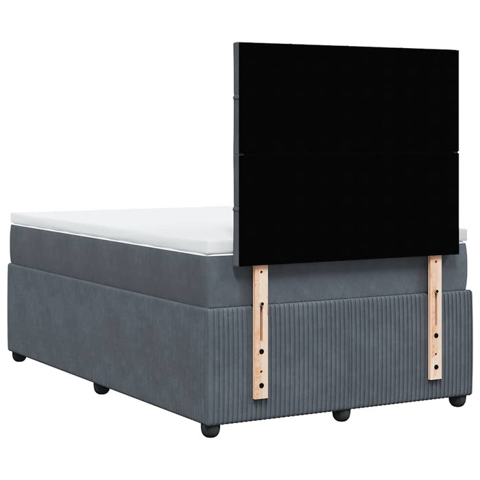 Pat box spring cu saltea, gri închis, 120x200 cm, catifea - WALTI WALTI