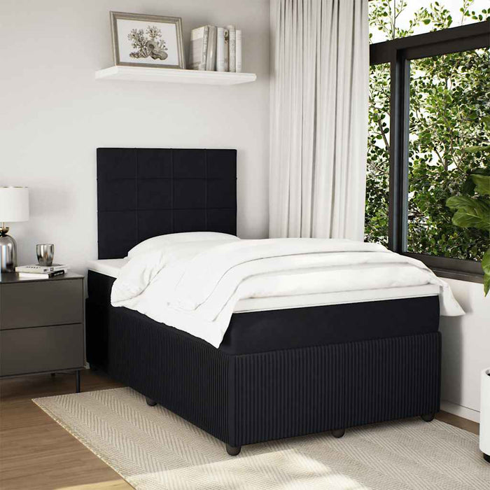Pat box spring cu saltea, negru, 120x200 cm, catifea WALTI