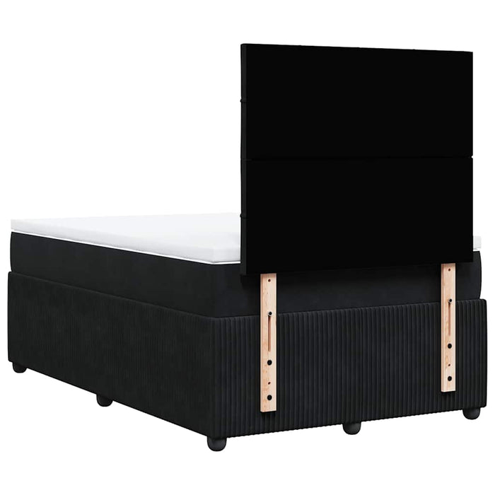 Pat box spring cu saltea, negru, 120x200 cm, catifea WALTI